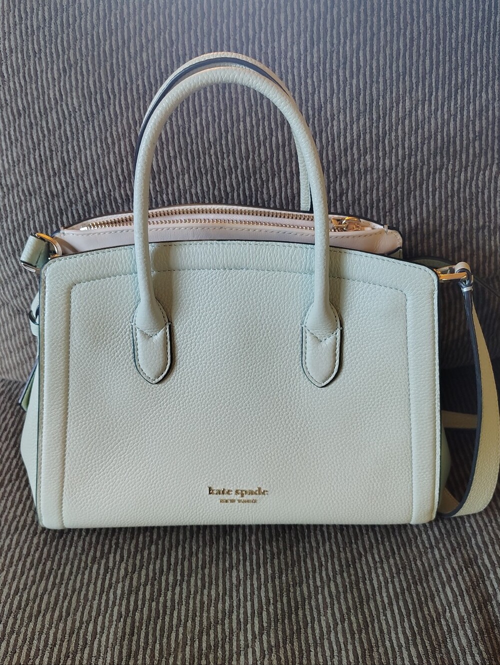 Kate Spade New York Knott Mini Pebbled Leather Satchel Crossbody Mint Green